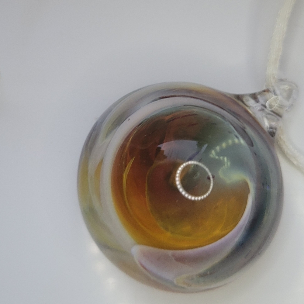 Multicolor Handmade Blown Glass Pendant Artisan Necklace
